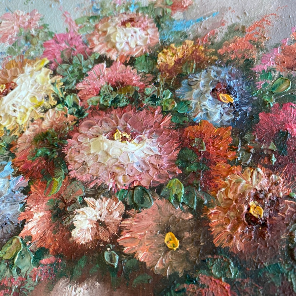 Helman Signed Impasto Floral Oil Painting Ornate Gold Gilt Frame Still Life - Picture 5 of 15